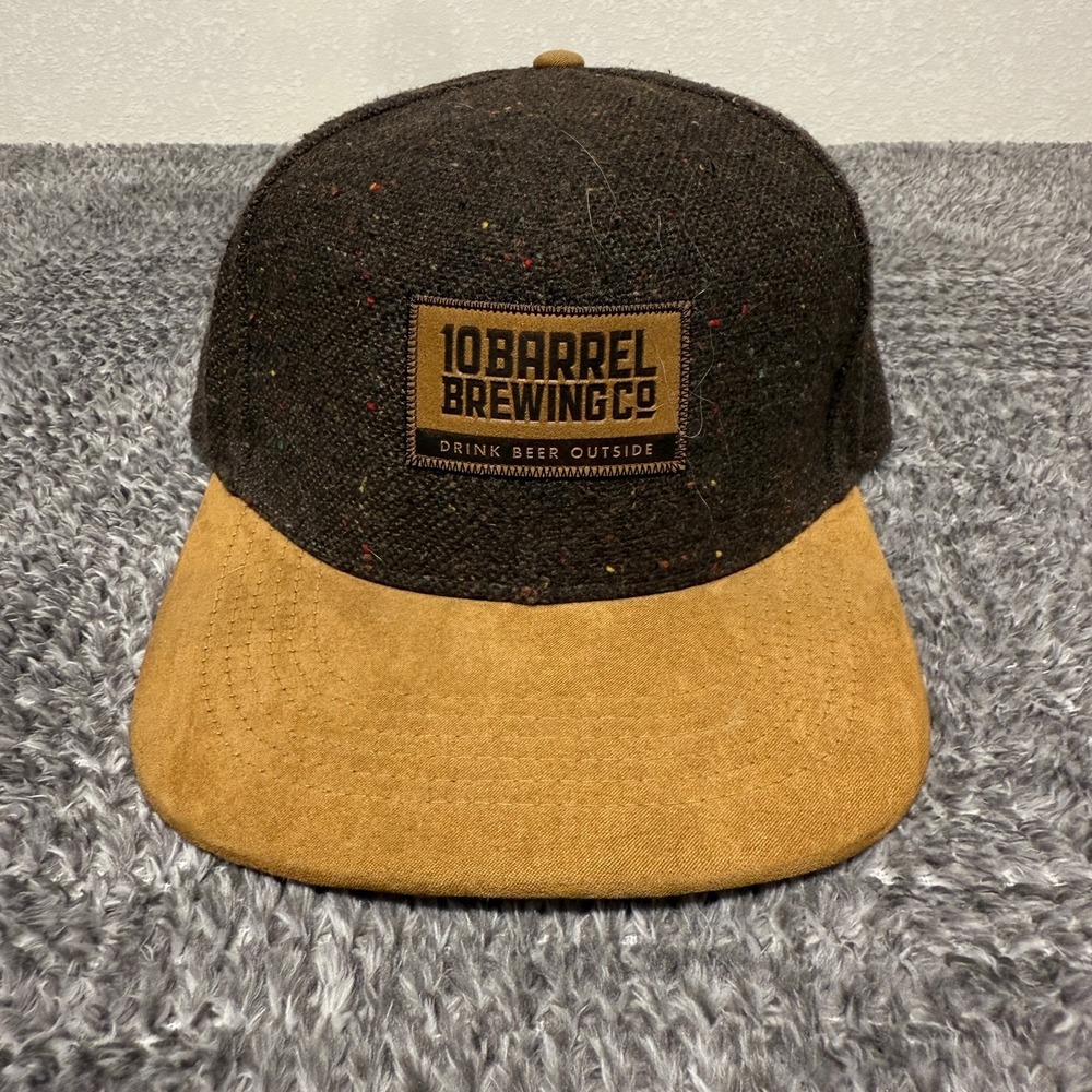 10 Barrel Brewing Co Mens Cap Hat Brown Tan Tweed‎ Suede Adjustable Strapback
